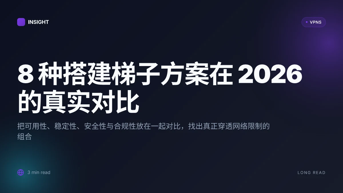 8 种搭建梯子方案在 2026 的真实对比:哪些能真正穿透网络限制 (2026 更新)
