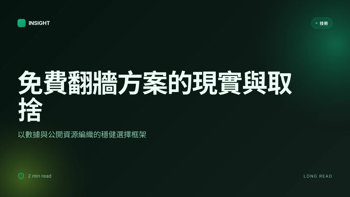 翻墙加速器免费：全面攻略、比較與實際選擇指南