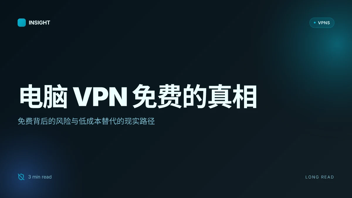 电脑 VPN 免费的真相:免费背后的风险与可行的安全用法 | 2026 更新